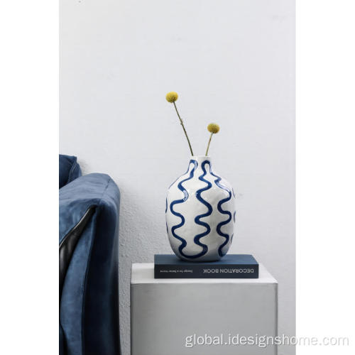 Vase Of Phulang Ceramics Blue Stripe Ceramics Vase Manufactory